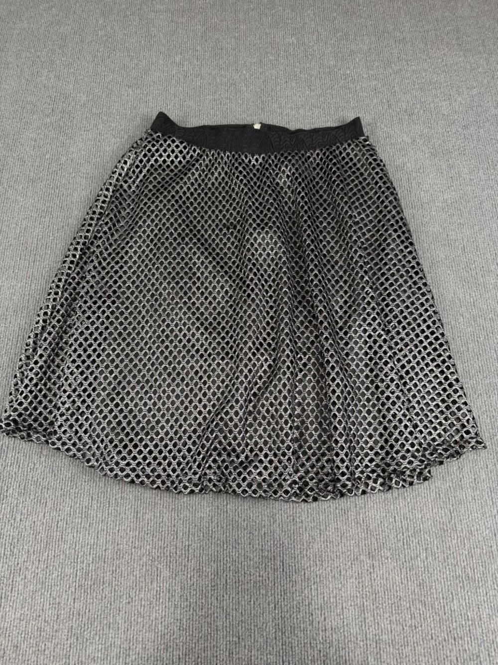 Metrowear Black Textured Mesh Overlay Skirt M